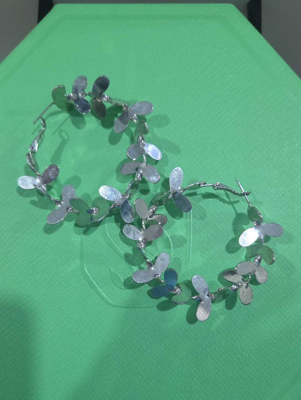Silver Floral Hoop Earrings - Women Accessories